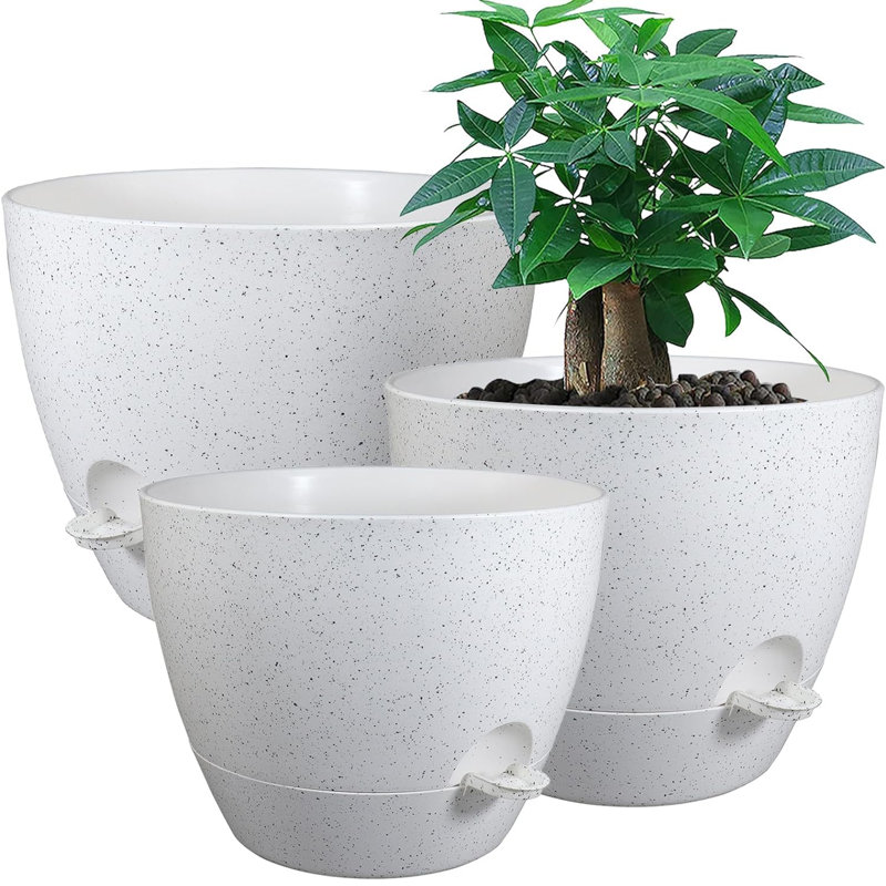 Jardinières en plastique 12/10/9 pouces, Taches blanches