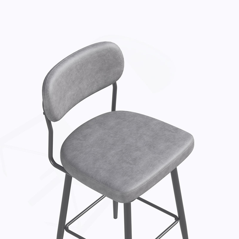 Ensemble de chaises de bar rotatives à 360 ° de 2 pièces avec coussins en cuir et supports en fer, convenant aux cuisines, aux restaurants et aux bureaux