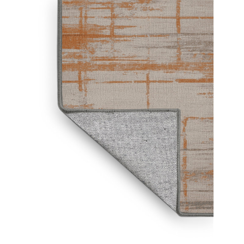Tapis abstrait gris lavable à la machine, Rectangle 5 pi x 7 pi