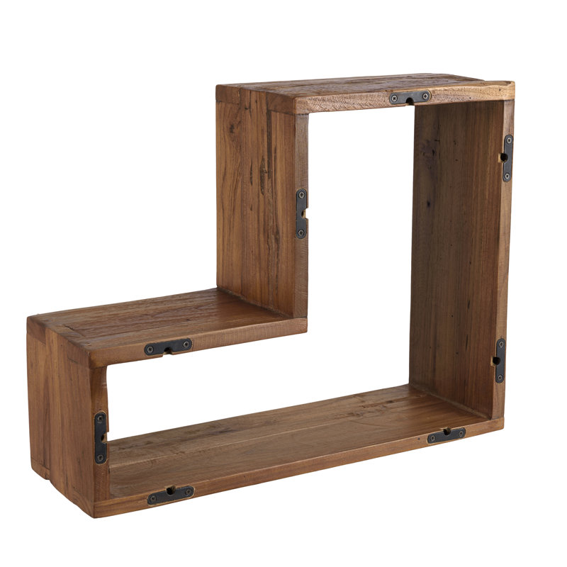 Aitken Hexagon Teak Solid Wood Floating Shelf