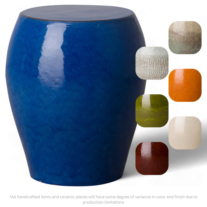 Tabouret de jardin en céramique Clesha, Bleu