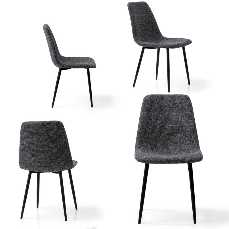 Tapscott Upholstered Side Chair, Tweed-Black