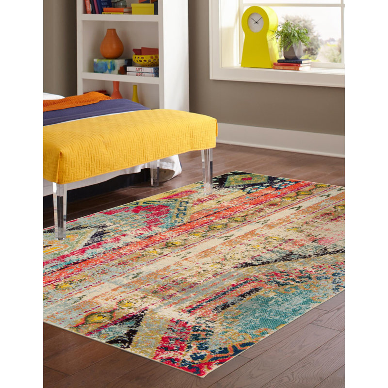 Tapis bleu clair Rohini, Rectangle 3 pi 3 po x 5 pi 3 po