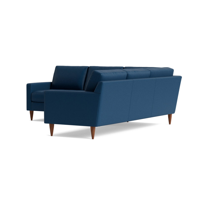 MCM Leather Sectional, Bison Deep Blue Top Grain Leather, Right Hand Facing