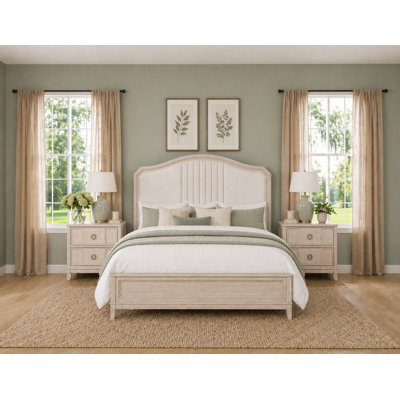 Modern Upholstered Panel Bedroom Set in Beige