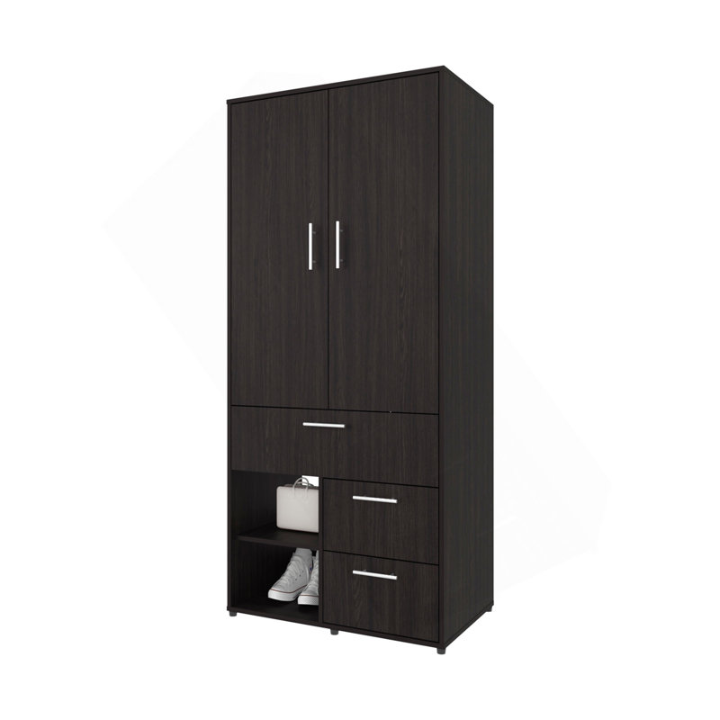 Armoire multi-rangements sans tringle en wengé avec tringle et tablette