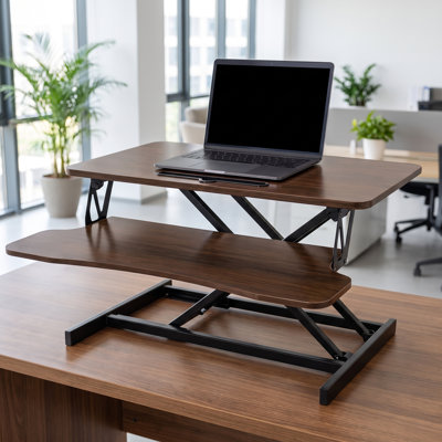 Convertisseur de bureau l 32 po avec plateau pour clavier, convertisseur de bureau assis-debout réglable