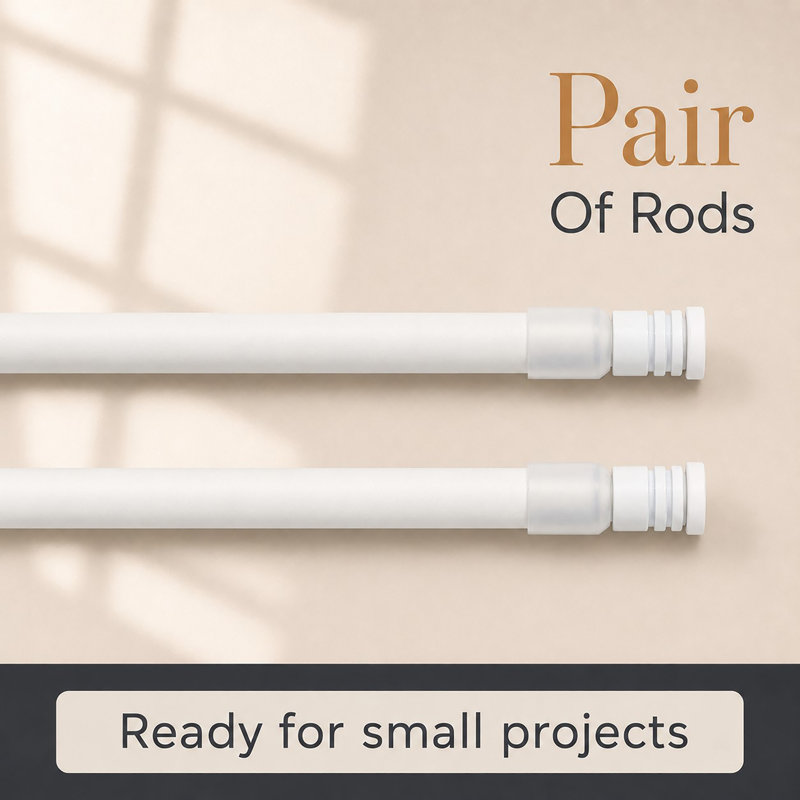 Ensemble de 2 tringles à rideaux extensibles à tension - sans installation de perceuse, 16" - 23", Blanc