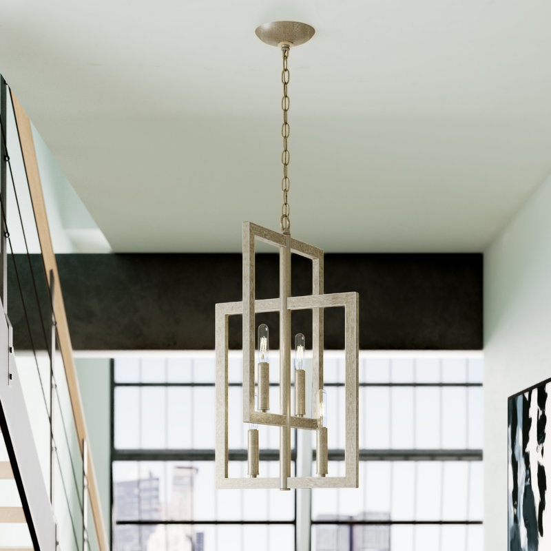 Biay 4 - Light Lantern Geometric Chandelier, Gold Twilight