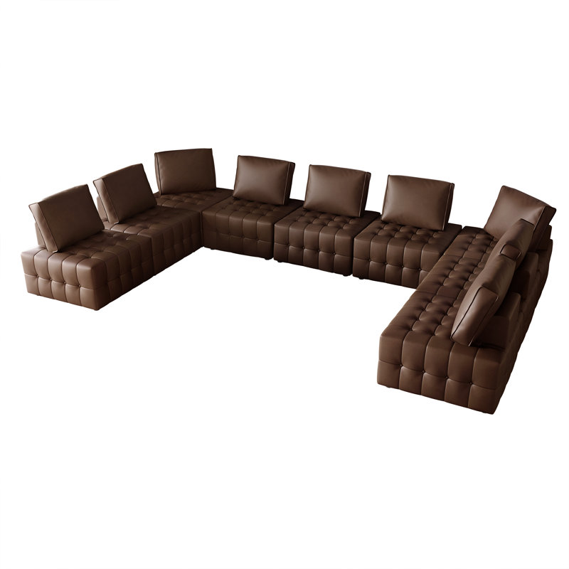 Ensemble de chaises modulaires en similicuir 9 pièces 9 pièces, Brun