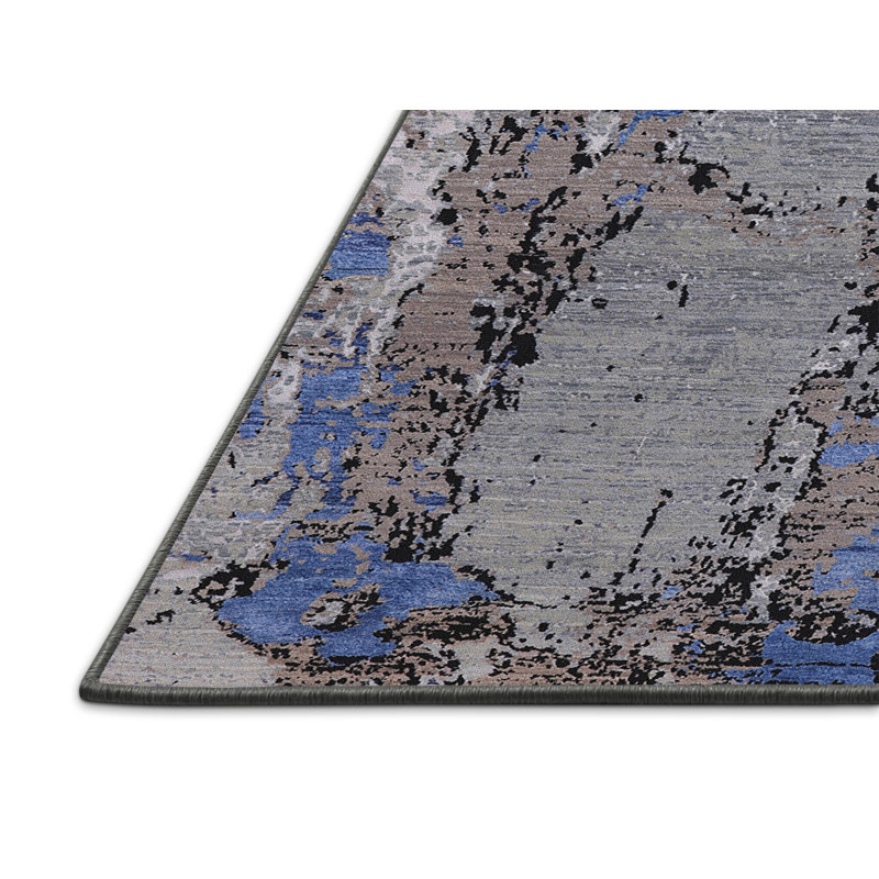 Tapis bleu / gris / noir Bratenahl, Rectangle 7 pi x 10 pi