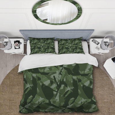 Camouflage brun vert tendance - ensemble de housse de couette abstrait - microfibre de polyester