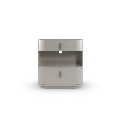 Da Vita 2 - Drawer Solid Wood Nightstand in Gray
