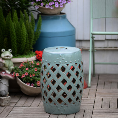 13" X 18" Ceramic Stool , Antique Blue Material, And Functional, For Patio, Deck, Backyard, Indoor Ornament 13"X18" Garden Seat, Blue, Fine Porcelain Construction, Versatile For Gardens & Indoors,