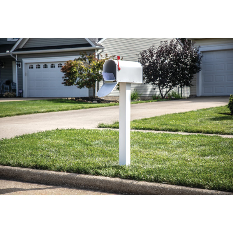 White Vinyl Mailbox Fence Post with Mounting Hardware