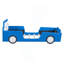 Lit plateforme simple en forme de voiture de course avec roues, bleu