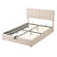 Lit plateforme tapissier avec rangement hydraulique beige - Options pratiques pour grand lit-616551476-616551473