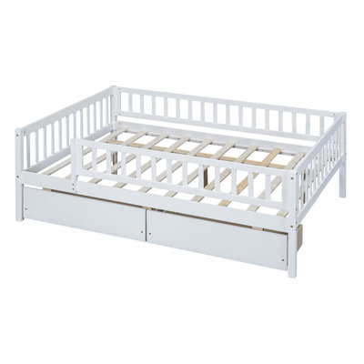 Kids Daybed Wood Bed with Two Drawers