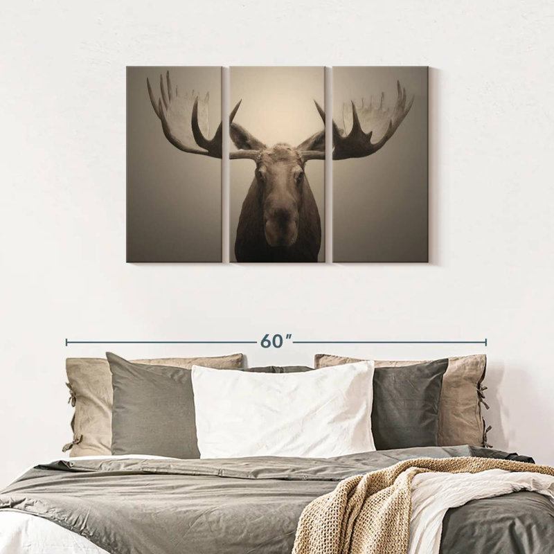 " Moose Portrait " 3 - Pieces, 28" H x 45" W x 1.25" D