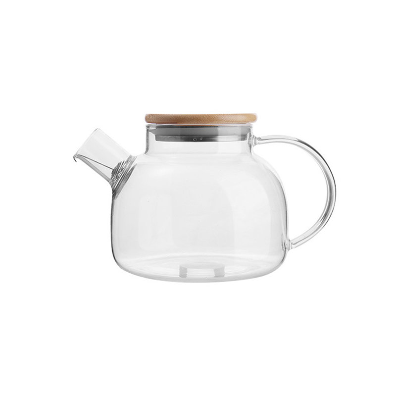 1000ML Clear Glass Teapot Stovetop Safe with Bamboo Lid