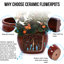 Pot de fleurs orange en céramique brillante de 3, pot de fleurs moderne pour patio, jardin, intérieur, avec gel et avec drainage intégré avec 3 pots de fleurs, météo avec trou