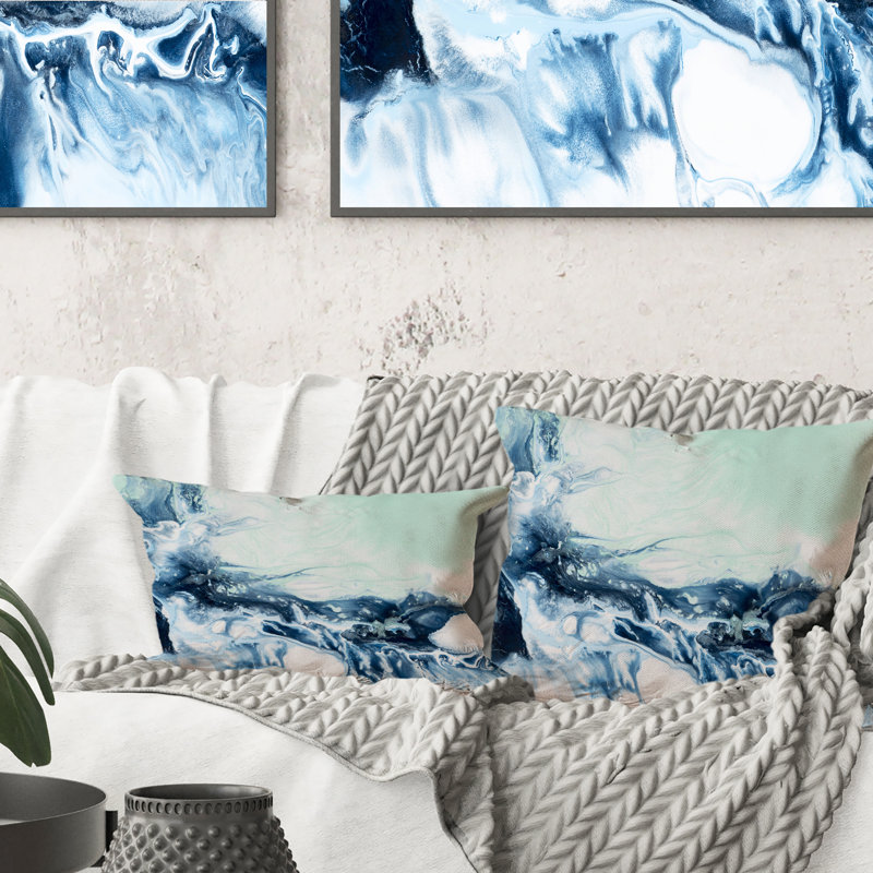 Coussin bleu et vert, 16 po x 16 po