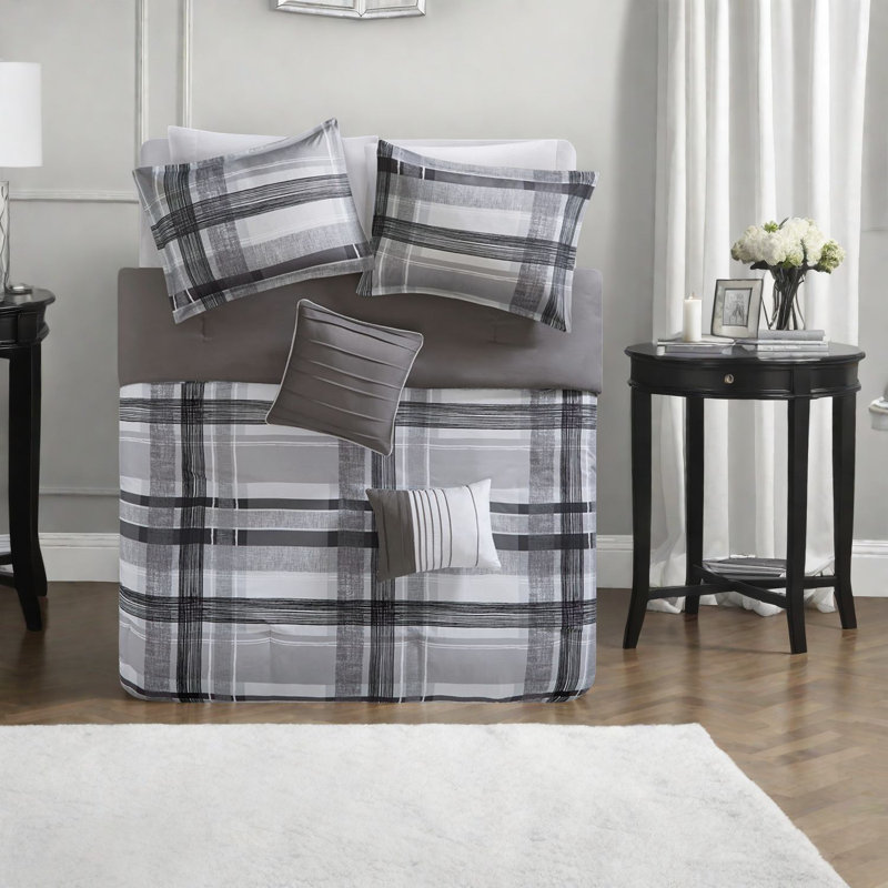 Ensembles de literie en microfibre douce, polyester hypoallergénique, motif écossais moderne pour le confort de la maison