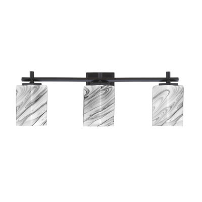 Barre d'éclairage de salle de bain 3 lumières Franklin avec verre à onyx carré 3,5 "