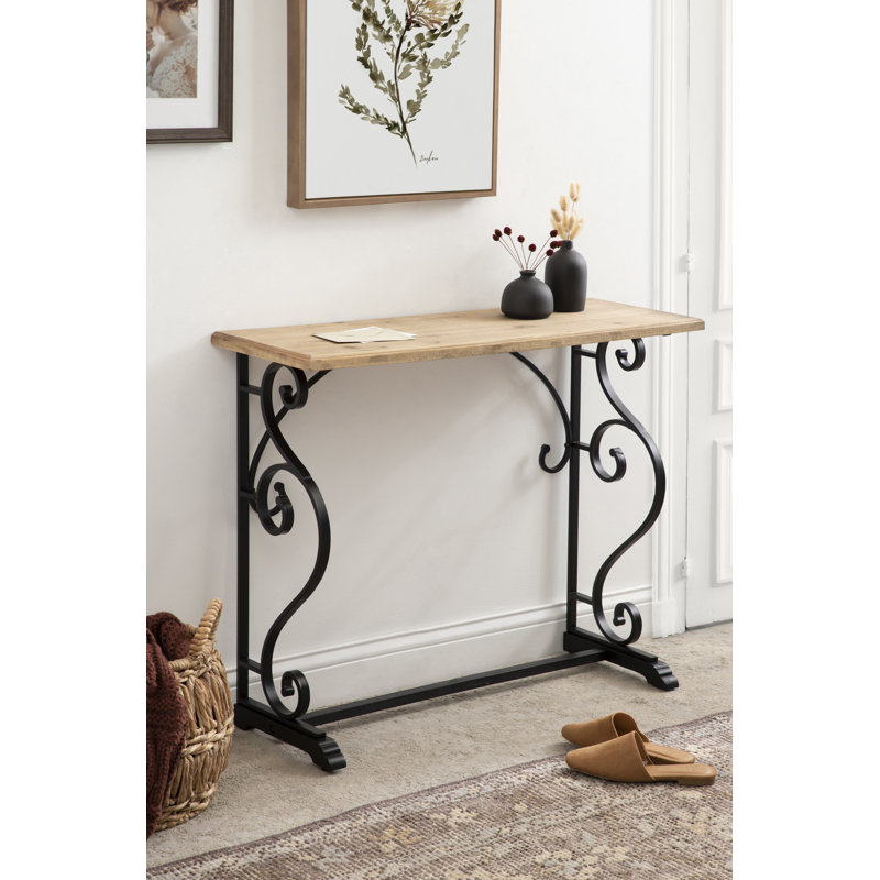 Farmhouse Metal and Wood Console Table