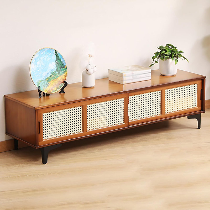 Bamboo TV Stand 2 Doors 47 Inch Color, Brown Wood