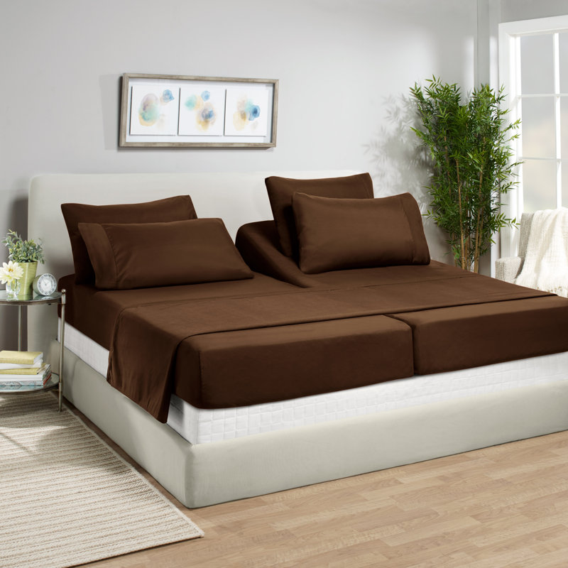Ensemble de draps luxueux en microfibre, Brun chocolat, Double