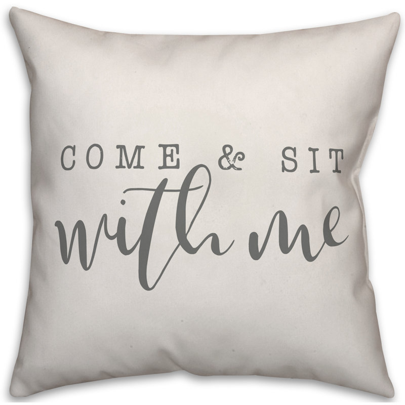  Housse et insert de coussin carré extérieur Come and Sit with Me, H 18 po x l 18 po, Blanc / Gris foncé