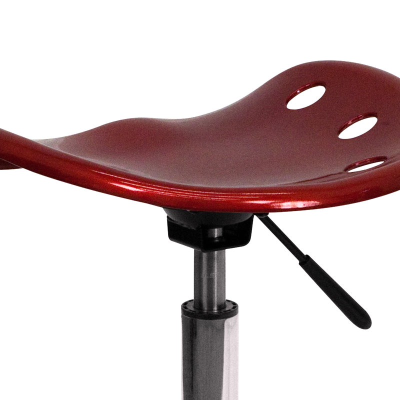 Adjustable Height Industrial Stool with Removable Casters/Wheels, Wine Red