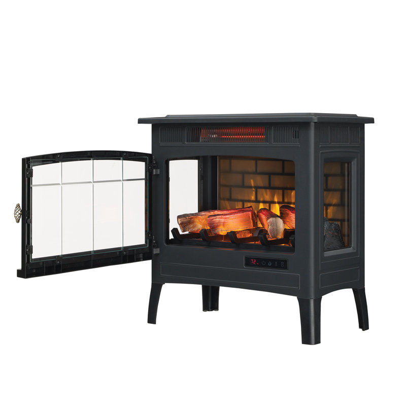 duraflame Freestanding Electric Fireplace Stove Heater with 3D Flame Effect for 1,000 Sq. Ft. Room, Black, Black