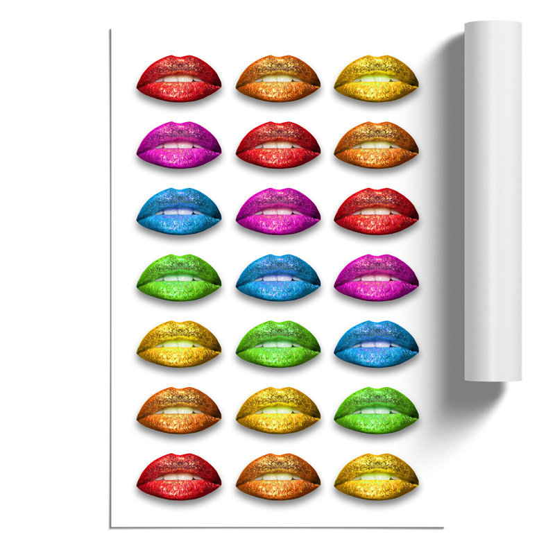 Rainbow Lips - Frameless Print, 59cm H x 42cm W x 0.1cm D