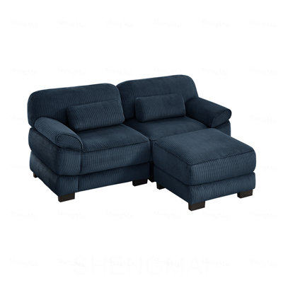 Canapé modulaire en L Cloud Couch, canapé 2 places avec repose-pieds, coussins de siège épais et confortables, tissu en velours côtelé respirant
