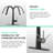 Sleek Black Pull Out Kitchen Faucet with Single Handle and Deck Plate for Modern Convenience and Style