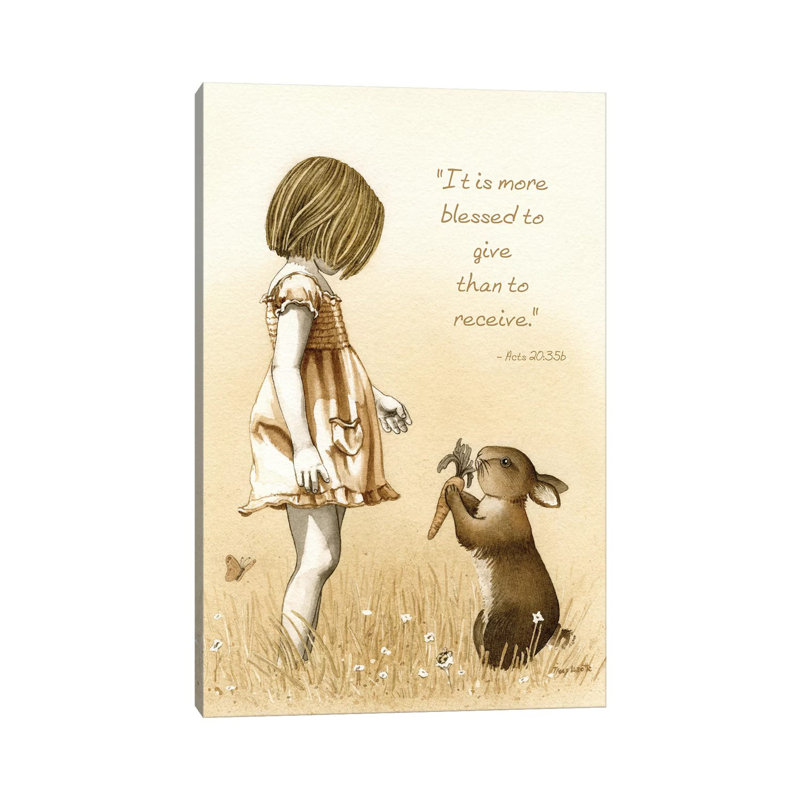 Girl With The Giving Rabbit by Tracy Lizotte - Wrapped Canvas Painting, 152.5 cm H x 101.5 cm W