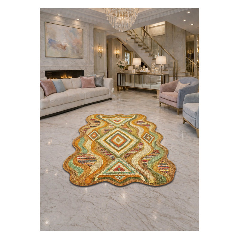 Tapis beige tissé à motif de poissons Mosso, 2'6" x 4'11"