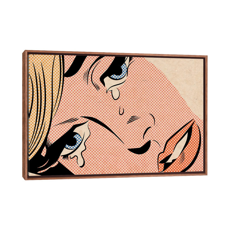 Crying Woman III by Joseph McDermott - Print on Canvas, 101.6 cm H x 66.04 cm W, Classic Brown Wood Framed