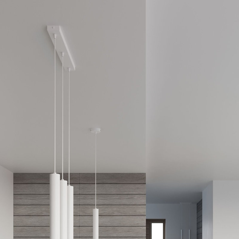 Wezyr 1 - Light Stainless Steel Cylinder Pendant, White