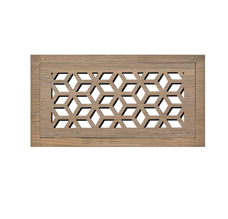 Registre de plancher de bois franc. Ouverture de conduit 6 x 12 (total 9 x 15) - Conception en cubes