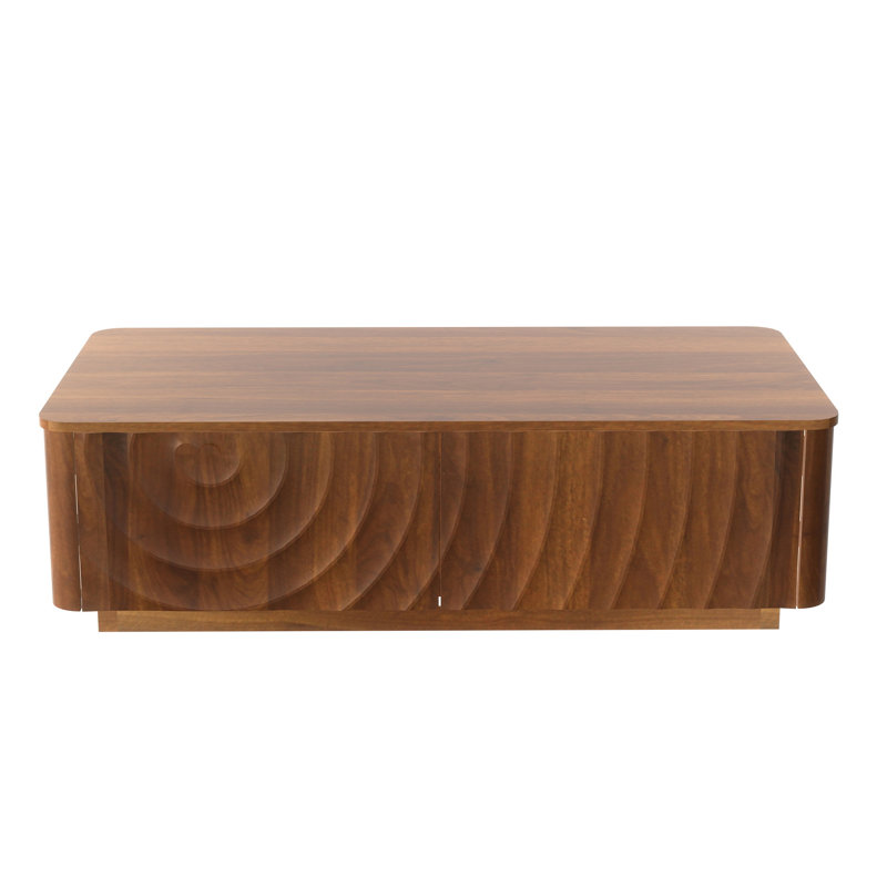 47'' Rectangular Coffee Table With Storage Mid-Century Farmhouse Style Square Spiral Grain Walnut Coffee Tables For Living Room Coffee Table With 2 Drawers