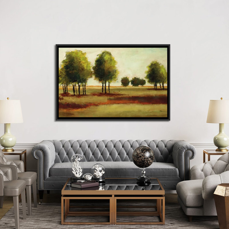« lumineuse landscape », reproduction sur toile, H 18 po x l 26 po x P 1,5 po, Toile avec cadre noir, Pas de tapis