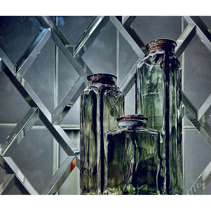 Reflections 6 in. x 8 in. Diamond Grade Glass Mirror Beveled Diamond Decorative Kitchen & Bathroom Wall Tile
