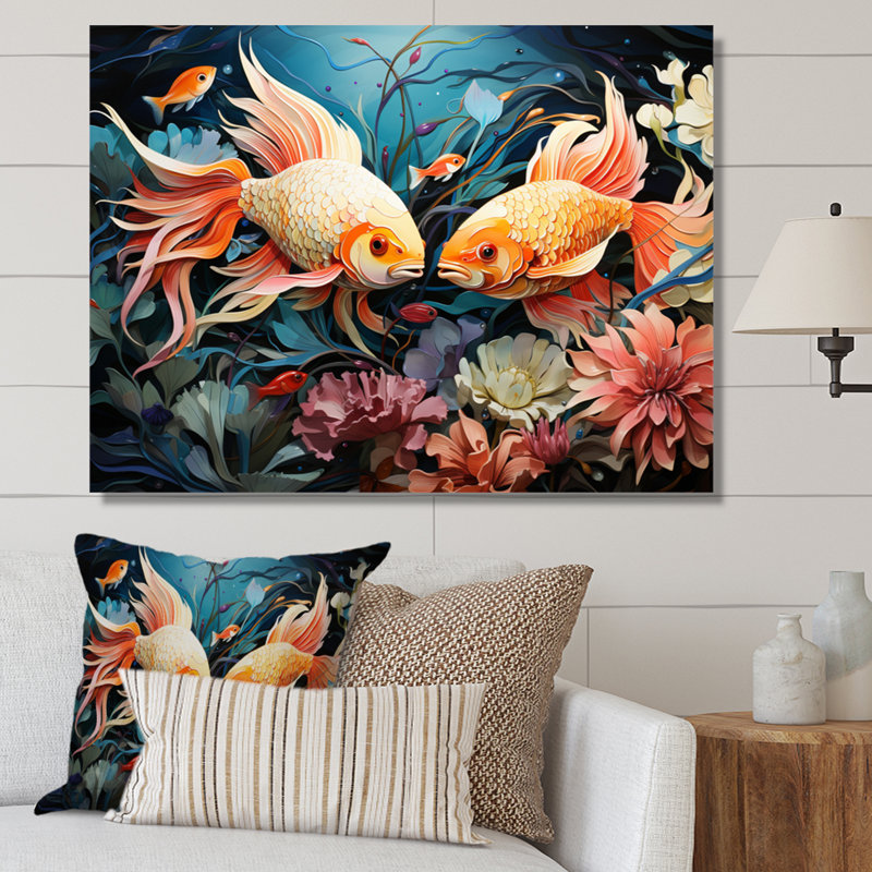 «Fishing Whimsical Waters III» - reproduction, H 34 po x l 44 po, Toile tendue