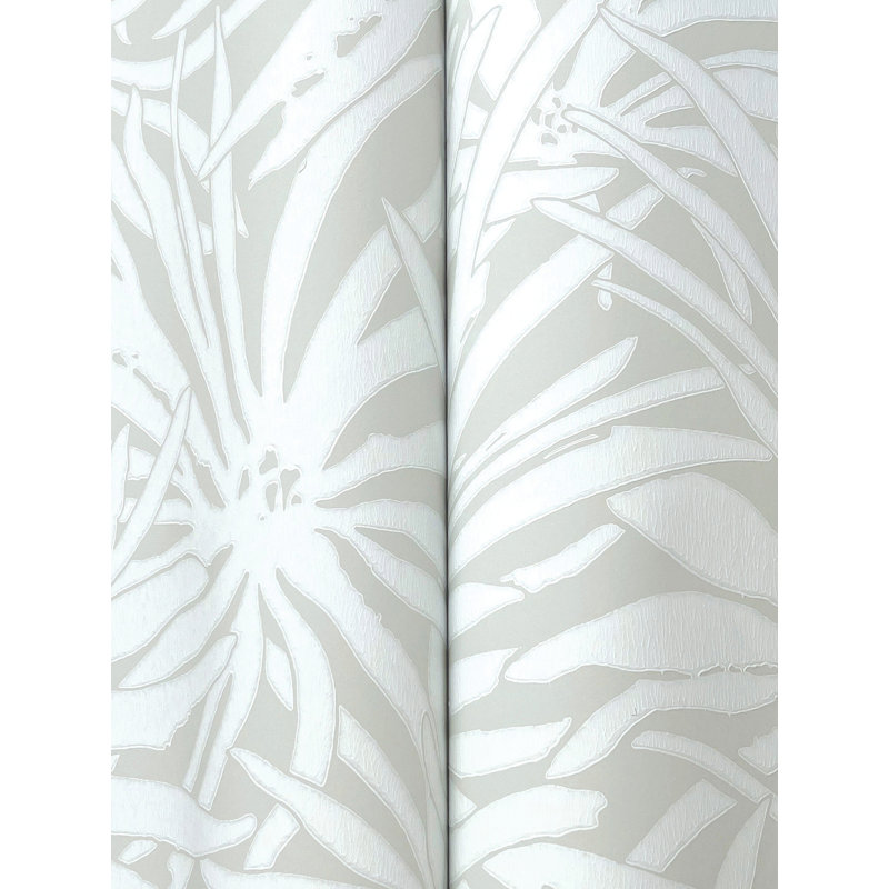 Papier peint floral avec auvent crème, Gris