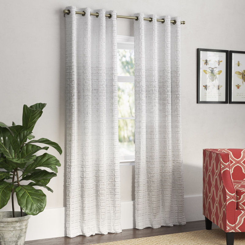 Hadsell Solid Room Light Filtering Single Curtain Panel Part, White, 54" W x 108" L