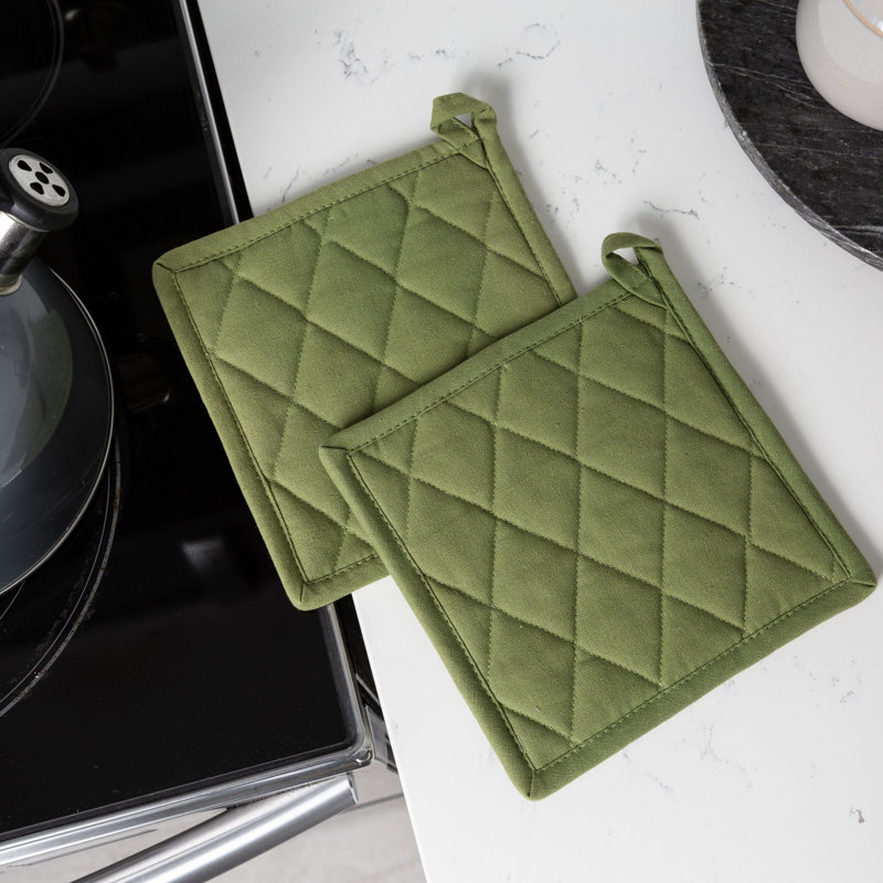 FabStyles Cotton Potholder Set, Moss