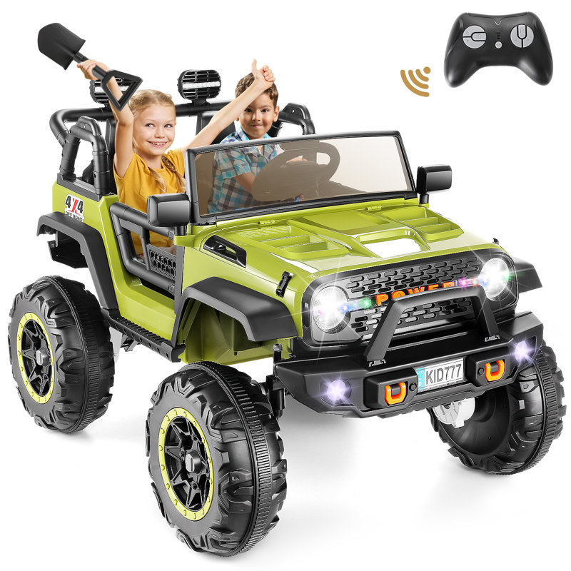 24V 2-Seater Kids Ride on Truck Electric Car with Remote Control and Bluetooth, Green